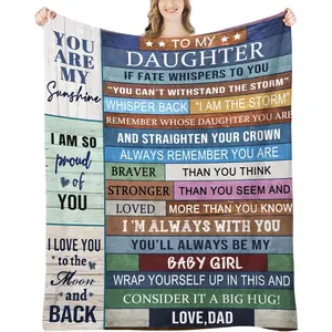 Dad’s Heartfelt Cozy Soft Warm Lightweight Flannel Blanket, 80"x60" Anti-Static Vibrant Printed Daughter Gift, Easy to Clean with Versatile Size Options (for Birthday, Christmas), Cozy Throw Blanket, Heartfelt Gift Blanket