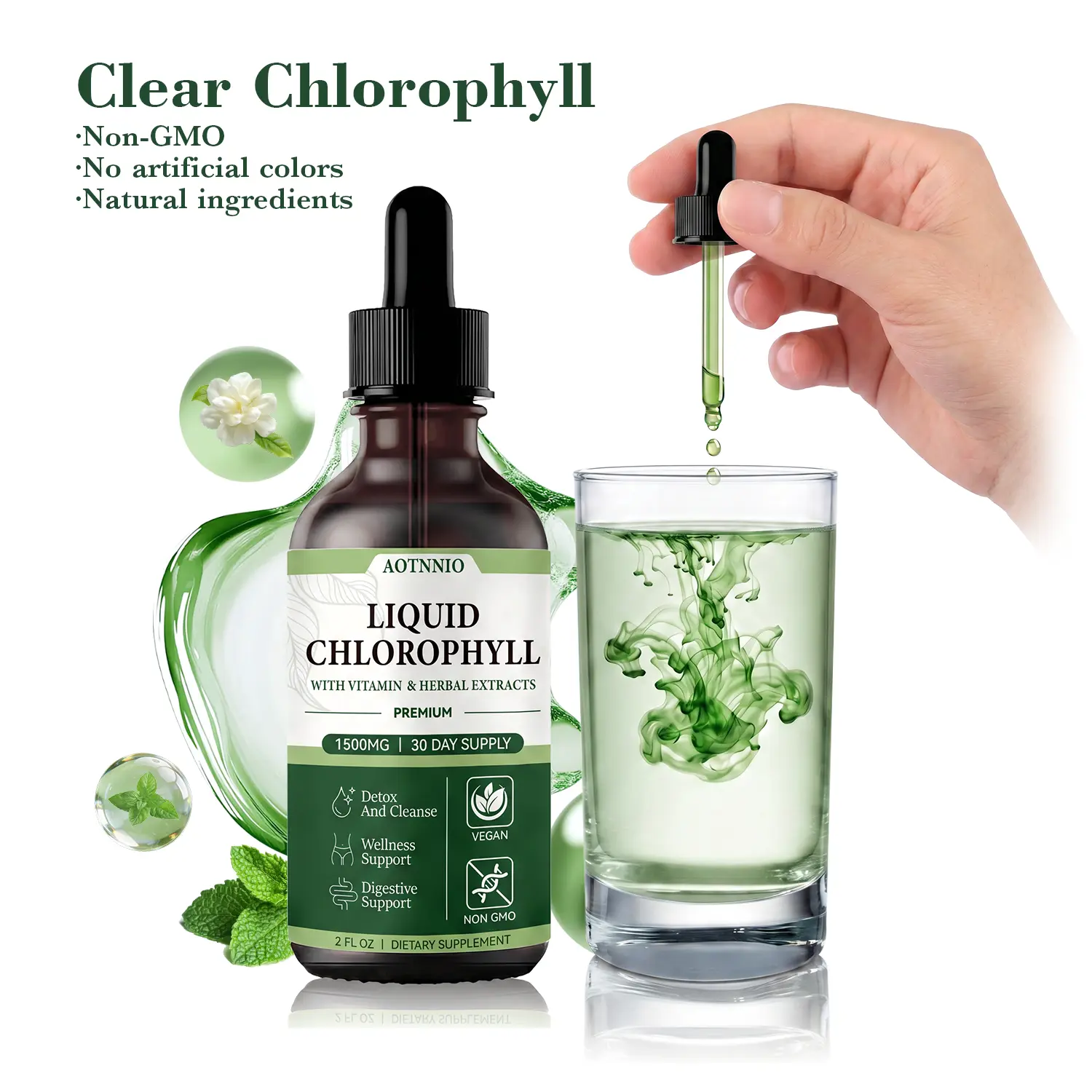 Clear Chlorophyll Drops | 2 Fl Oz | 1500 mg Chlorophyll Supplement | Supports Natural Cleansing & Digestive Health | Natural Ingredients | No Artificial Colors | Vegan, Non-GMO & Gluten-Free | DealsForYouDays