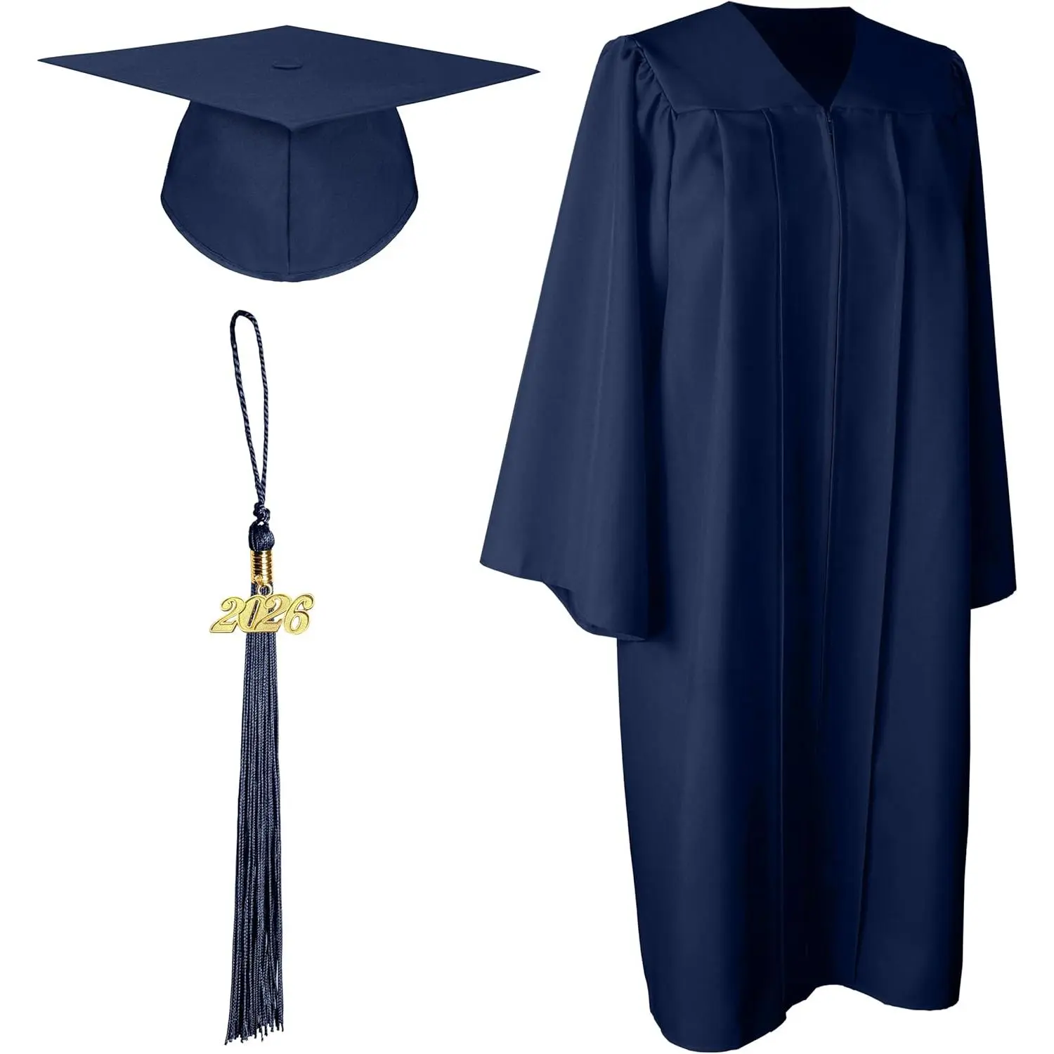 Unisex Matte Graduation Cap & Gown Set with 2026 Tassel Year Charm for Middle School, High School, & BachelorGift