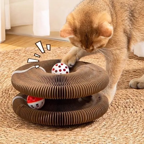 Foldable Magic Accordion Cat Scratcher with Bell, Corrugated Paper Wear-Resistant Cat Grinding Claw Nest, Interactive Self-Play Cat Toy for Boredom Relief Foldable Magic Accordion Cat Scratcher with Bell, Corrugated Paper Wear-Resistant Cat Grinding Claw Nest, Interactive Self-Play Cat Toy for Boredom Relief