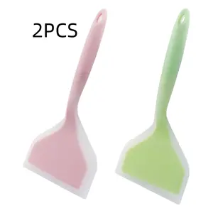 Hitechfo Silicone Spatulas Set of 2, Wide Pancake Turner & Egg Flipper, Non-Stick, BPA Free, Ideal for Omelets, Pizza, Steak, Fish ( & )