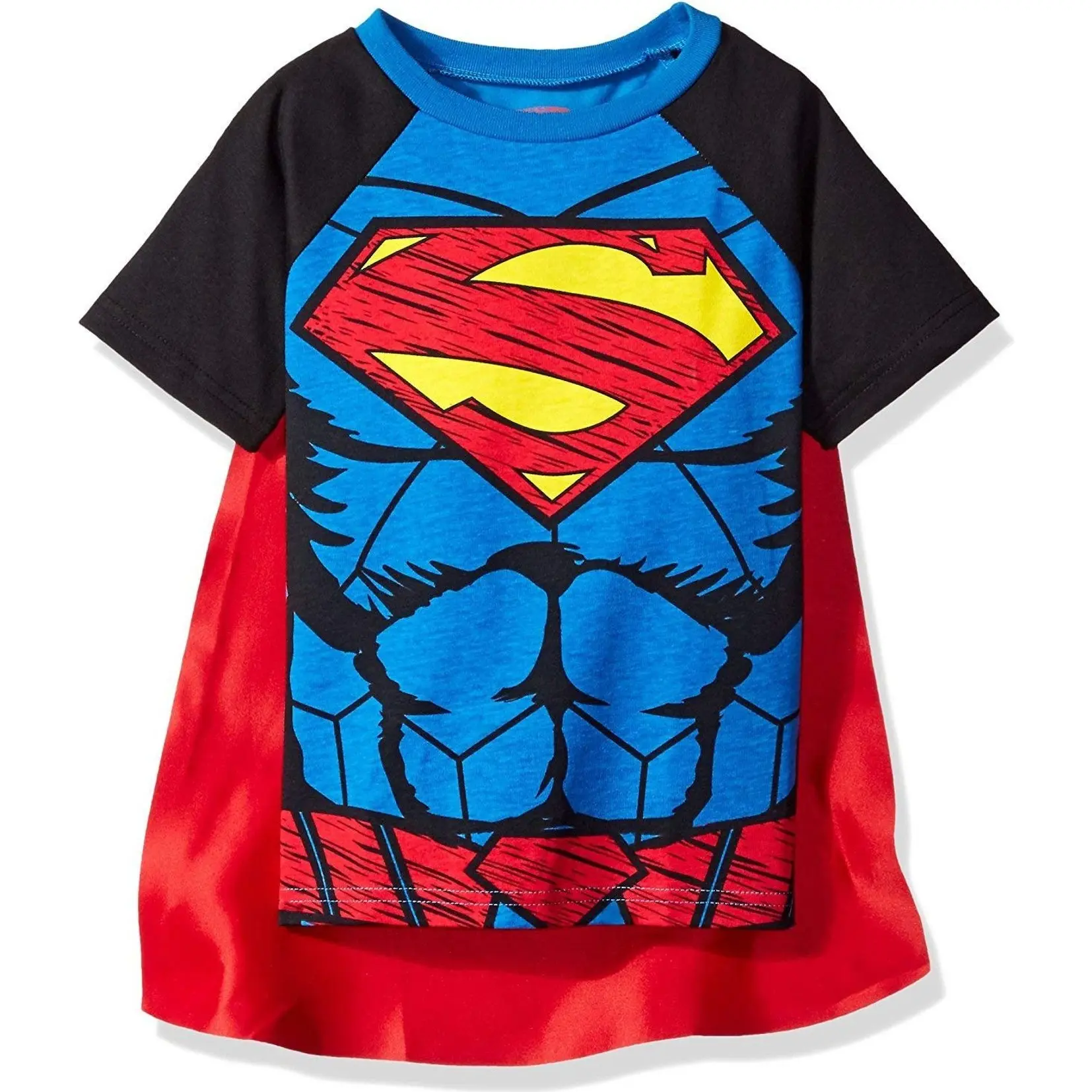 WARNER BROS Justice League Superman Boys' Costume Short Sleeve Graphic T-Shirt with Removable Cape Blue Toddler to Big Kid
