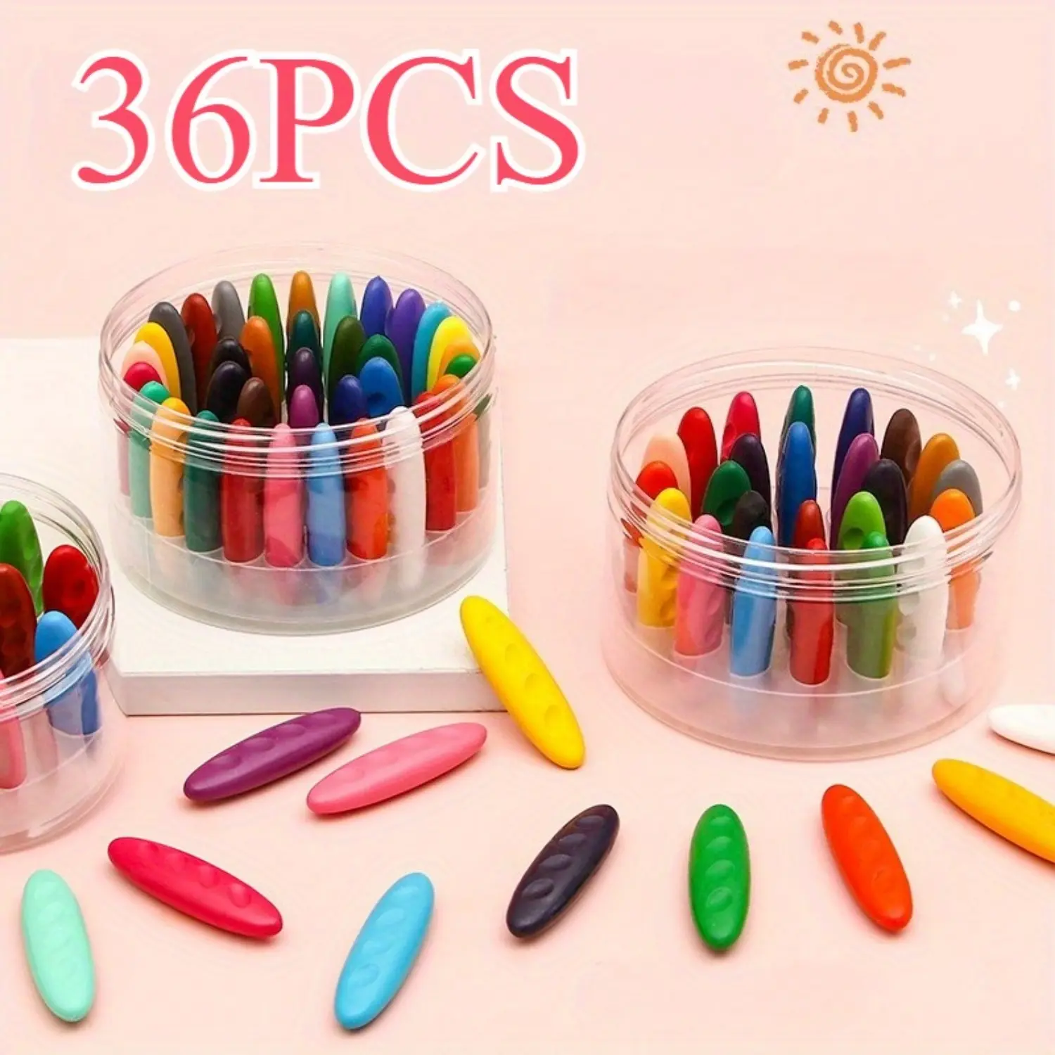 36Pcs Washable Crayons Non-Toxic Peanut Shape Large Coloring Art Supplies for Toddlers 1-3 Boys&Girls Party Gifts ,Summervibes