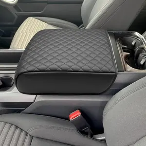 Center Console Cover for 2021 2022 2023 2024 2025  F150, Armrest Lid Leather Protector, Middle Console Cushion Interior Accessories (Bucket Seat Only)