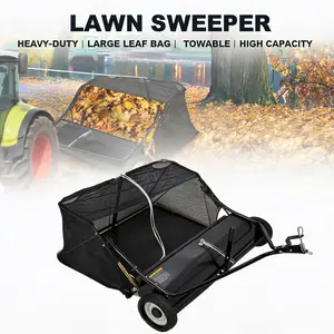 【GARVEE】Tow-Behind Lawn Sweeper with Large Capacity, Heavy-Duty Design, Adjustable Sweeping Height, and Convenient Dumping Rope for Efficient Leaf and Grass Collection