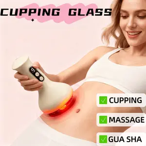 Beauty Scraping Massage Tool, Intelligent Suction Cup Vacuum Massager, Smart Cupping Machine, USB Charging 1200mah Lithium Battery, Powerful Endurance, Portable Pain Relief, Suitable for Neck, Shoulder, Back Massage, Suitable for Women, Men