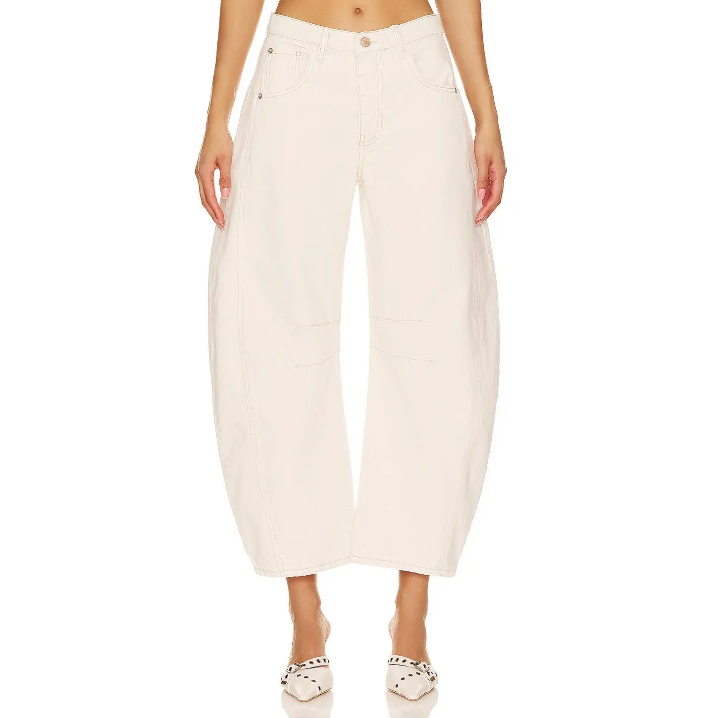 Free People x We The Free Good Luck Mid Rise Barrel Jeans in Milk Free People x We The Free Good Luck Mid Rise Barrel Jeans in Milk