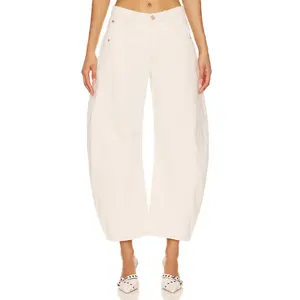 Free People x We The Free Good Luck Mid Rise Barrel Jeans in Milk