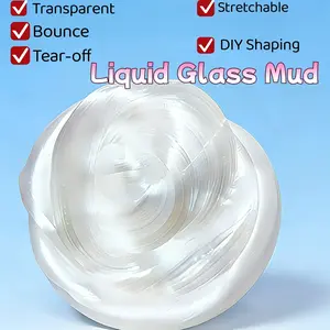 Non-Newtonian Fluid Liquid Glass Bouncing Slime DIY Handmade Slime Crystal Slime Ultra-Transparent Ice Cubes Non-Newtonian Fluid Liquid Glass Slime Stress Relief Toy Stress-Relieving Ultra-Glossy Slime Bubble Gel Crystal Slime Stress Relief Wonder Squishy