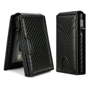 2026 New Men's Slim Minimalist Aluminum Wallet - RFID Blocking, Pop-Up Credit Card Holder, ID Window, Ideal Gift for Men