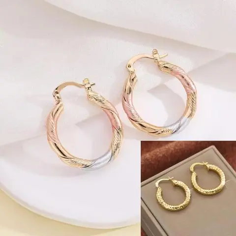 Women's 2-Pair Geometric Double Hoop Earrings Set - Dainty Gold Hoop Cartilage Fit, Retro Punk Dangling Fashion Jewelry for Everyday Sparkle, Hypoallergenic Gentle Long-Wear Gift, Cartilage Fit Earrings