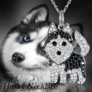 1Pc Cute Husky Zinc Alloy Pendant Necklace Exquisite Women's Daily Pet Animal Jewelry Accessories Perfect Dog Lover Gift