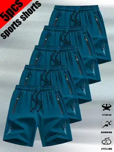 Five-Piece Men's Sport Shorts Set, Quick-Dry Comfortable Workout Apparel, Essential Fitness Gear, Ideal for Gym and Sports Activities, Summer Sports Shorts