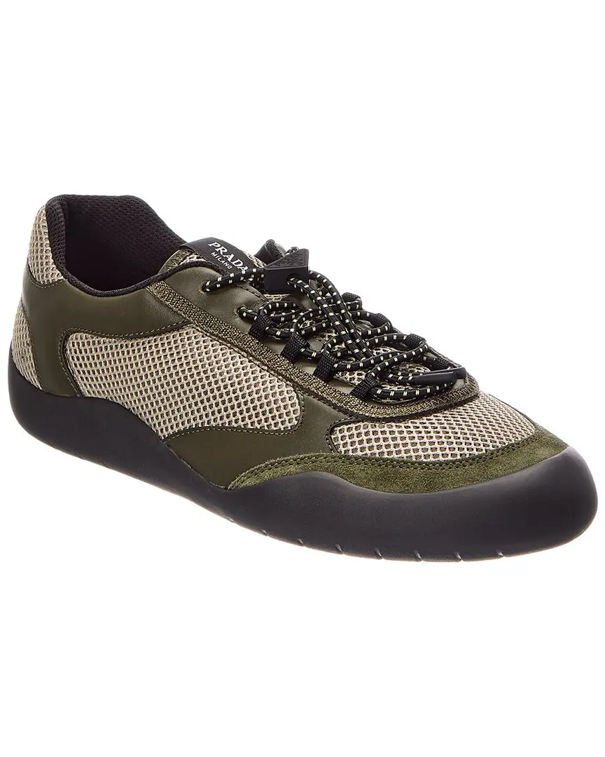 Prada Speedrook Leather & Suede-Trim Sneaker
