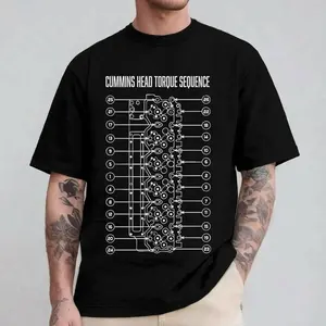 Cummins Head Torque Sequence T-Shirt, Diesel Engine Diagram Tee, Mechanic Repair Manual Shirt, Truck Guy Garage Gift