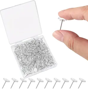 200 Pcs Clear Thumb Tacks for Wall Hangings, Clear Push Pins Flat Head, Thumbtacks Steel Point and Transparent Plastic Head, for Cork Board, Bulletin Board, Posters, Photos, Postcards, Maps