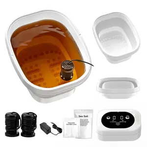 2026Ionic Foot Bath Detox Machine,Foot Detox Foot Bath Soak Tub with 2 Arrays,80 Disposable Foot Spa Liners,Detox Sea Salt,Folding Foot Spa Bucket,Home Salon-Level Foot Soaking Tub