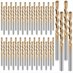 50Pcs Drywall Bit, 1/8 Inch Spiral Saw Tip Cutting Bits, M2 High Speed Steel Drywall Cutting Bits, Precision Drywall Guide Point Cutting Bits for Drywall Work Outlets Woodworking (Gold)