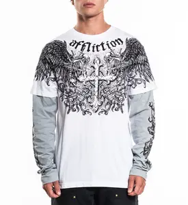 Affliction Men's Long Sleeve Shirt Ominous Shadow 2fer