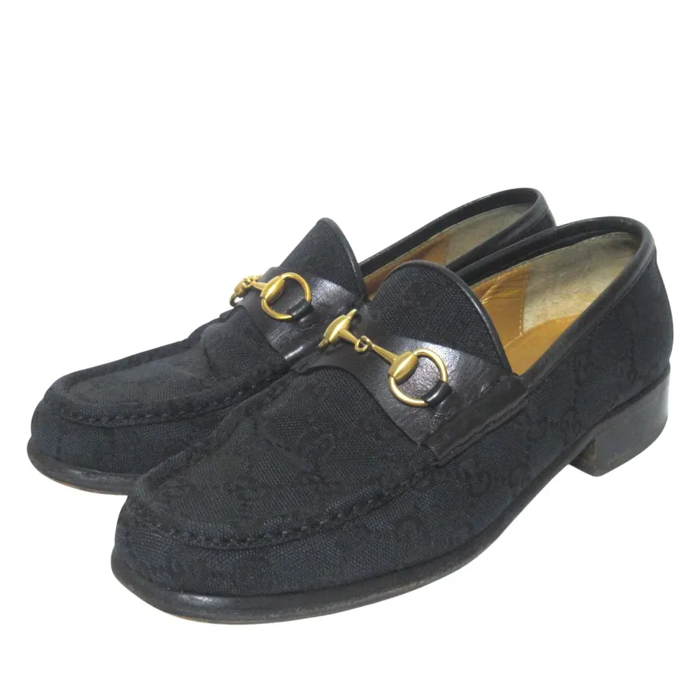 Pre-owned GUCCI Canvas Small Leather Goods GG Jacquard Loafers