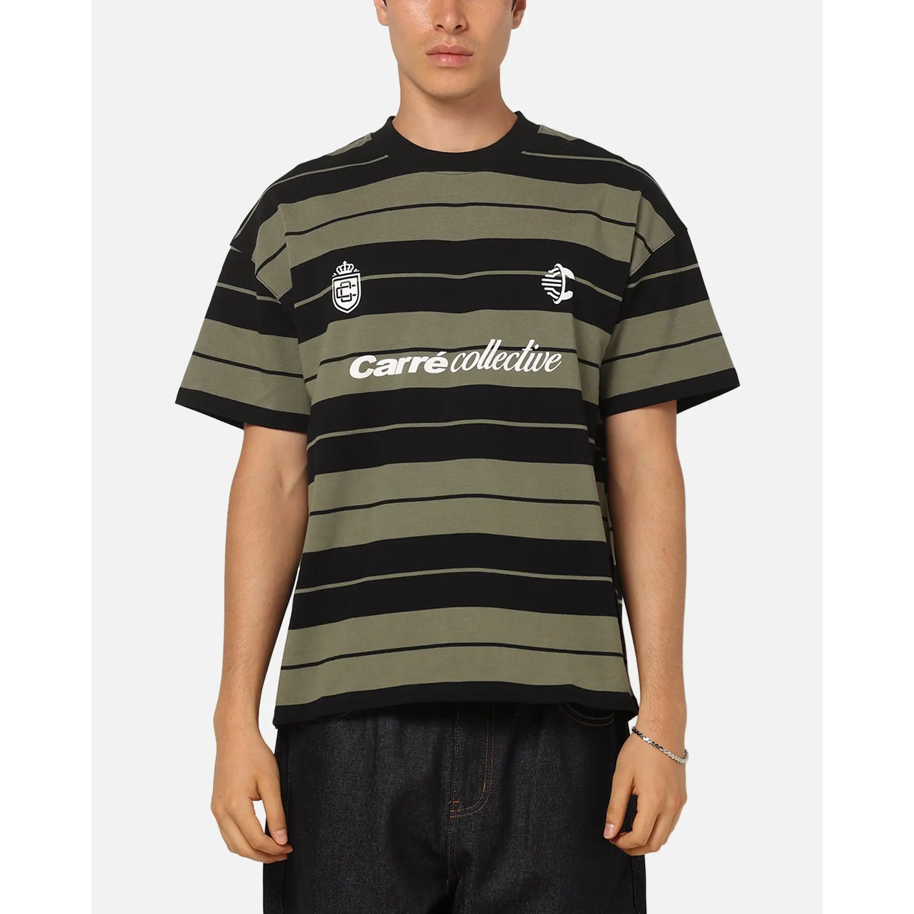 Carre Collective Stripe T-Shirt Black/Olive