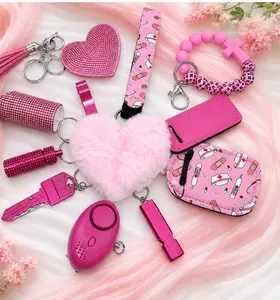 Pink Nurse Safety Keychain Set | RN Gift for Women | Cute Medical Wristlet