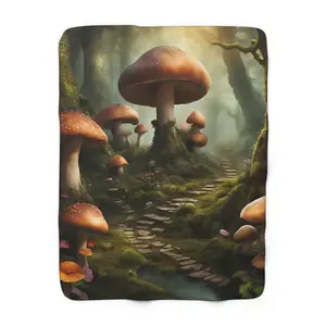 Mushroom Forest Sherpa Fleece Blanket