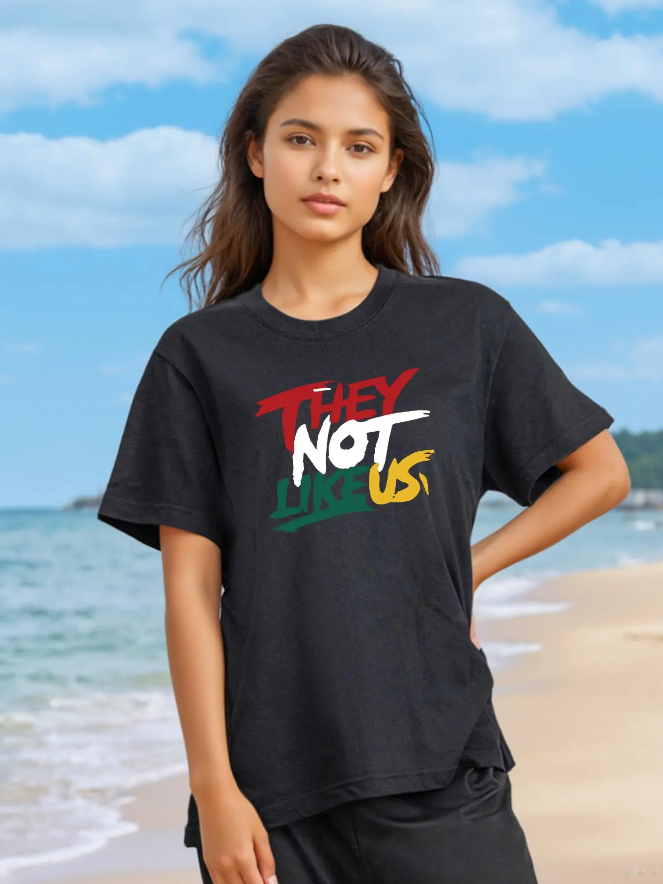 【Plus Size】Skin-Friendly Breathable Casual Tee Top Summer Fit T-Shirt Black Cotton Comfortable Fabric Womenswear Everyday