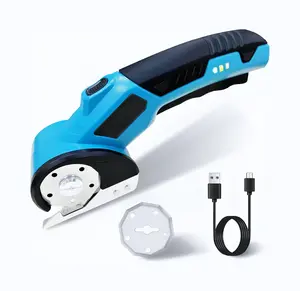 Cordless Electric Scissors, Cordless Heavy Duty Rotary Cutter With Safety Lock & LED Light,Rechargeable Powerful Fabric Cutter for Cardboard, Carpet, Leather, and Fabric