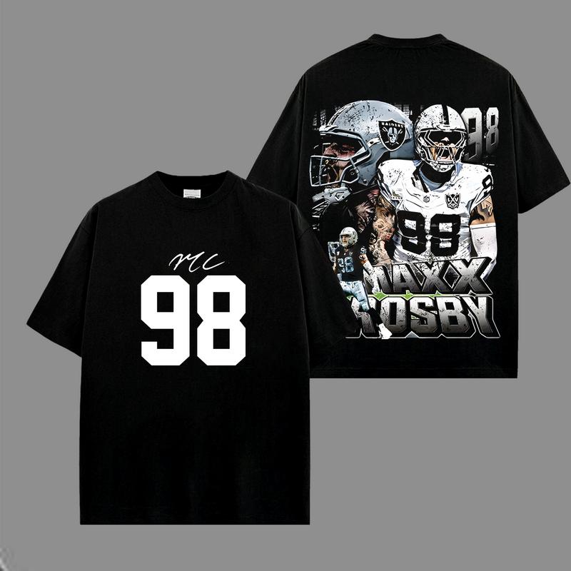 Raider Nation Outfit Maxx Crosby 98 Game Day Cotton Hoodie T-Shirt (Made In US), White Lightning, Fans Outfit, Gift For Football Fans