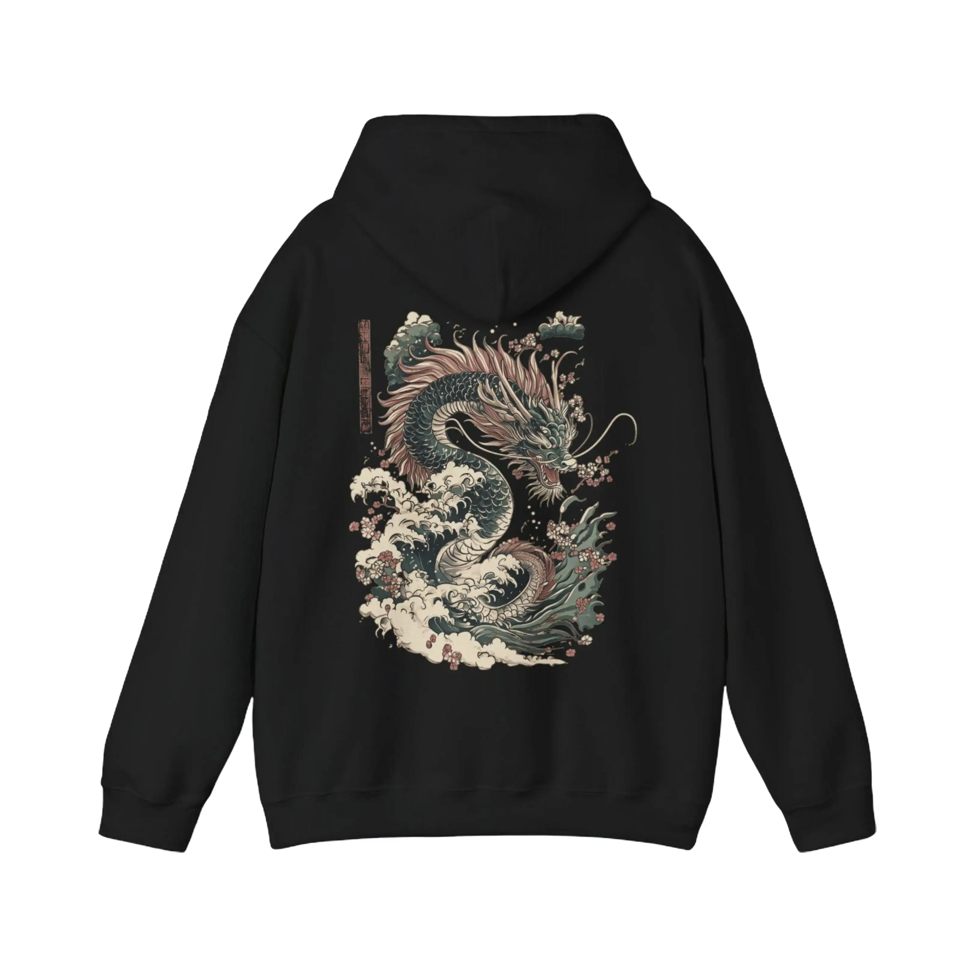 Casual Asian Folklore Theme Dragon Print Graphic Hoodie Unisex Long Sleeve Pullover Sweatshirt Streetwear Top