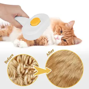 1-Button Pet Hair Removal Brush for Cats and Dogs, Non-Slip Durable Grooming Tool, Skin-Friendly Massage Comb for Shedding & Excess Hair Removal