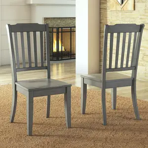 Set of 2, Antique Grey Finish Spindle Back Side Chair