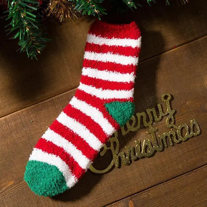 New Christmas Socks Coral Fleece Winter Plush Thickened Warm Confinement Floor Socks Men and Women Couple Socks Sleep Socks Gift