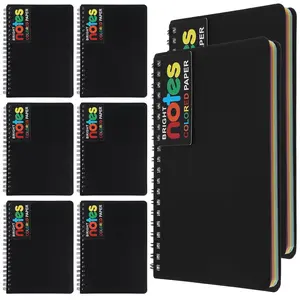 8 Pack Spiral Notebook - 5" x 7" Black PVC Cover College Ruled Journals, 100 Sheets/200 Pages - 7 Colors  Lined Paper Memo Pads for Learning Space, Office, and Gifting