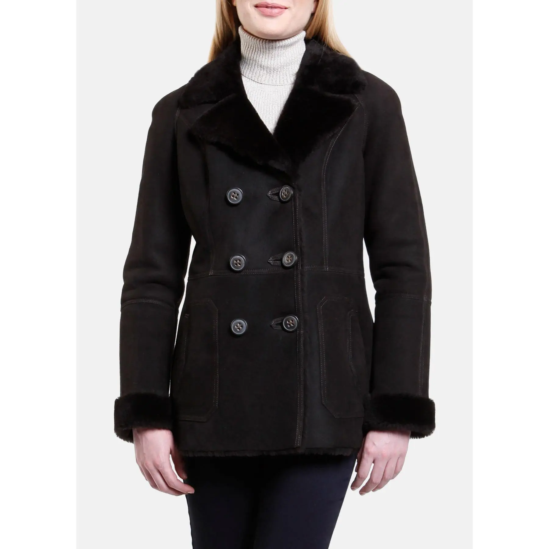 Womens Iconic Black Shearling Leather Jacket
