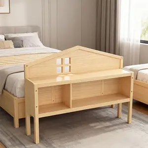 Headboard Storage Cabinet for Full-size Montessori Floor Bed Natural,Freely collocation