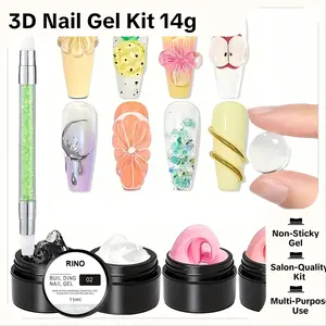 4Pcs Bestselling Nail Gel - 3D Nail Gel, transparent and non-sticky, for sculpting shapes and patterns.  Suitable for nail decoration and extensions. 14g size (free nail lamp included).