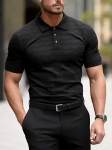 Men's smooth Ice Silk cool fabric Summer Office Slim Fit Design short sleeve Sports Polo shirt Business Casual Style