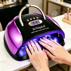 256W UV Nail Lamp with 4 Timers Smart Sensor, Fast Curing LED Dryer,Professional UV Light for Gel Nails, Removable Magnetic Base Mirrored Ambience Light for Gel Polish, Nail Art Tools, Manicure Salon Accessories