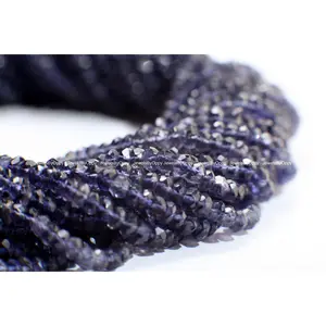 Iolite Rondelle 4-4.5mm Beads, Natural Iolite Micro Faceted  Gemstone Jewelry Making Beads 12" Strand