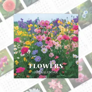 2026 Floral Wall Calendar Nail Art Design, Decorative Flower Pattern, Perfect for Home Decoration & Gift Ideas