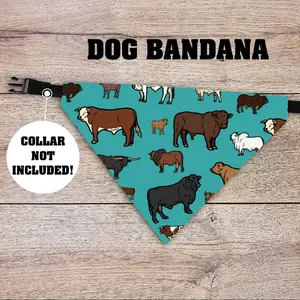 Cattle Dog Bandana - Over The Collar - COLLAR NOT INCLUDED! Cow, Farm, Western, Punchy, Cowboy, Cowgirl, Pet Accessories, Puppy, Dog