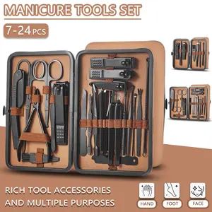 7-24 Piece Nail Care Tool Set, Nail Art Tools, Classic Manicure Kit, Stainless Steel Trimmer, Sharp Durable Tools for Men Women Seniors Home Salon Office Travel Use