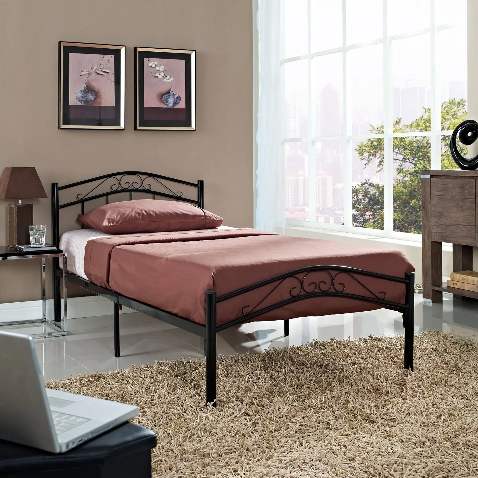 Modway Townhouse Twin Bed in Black
