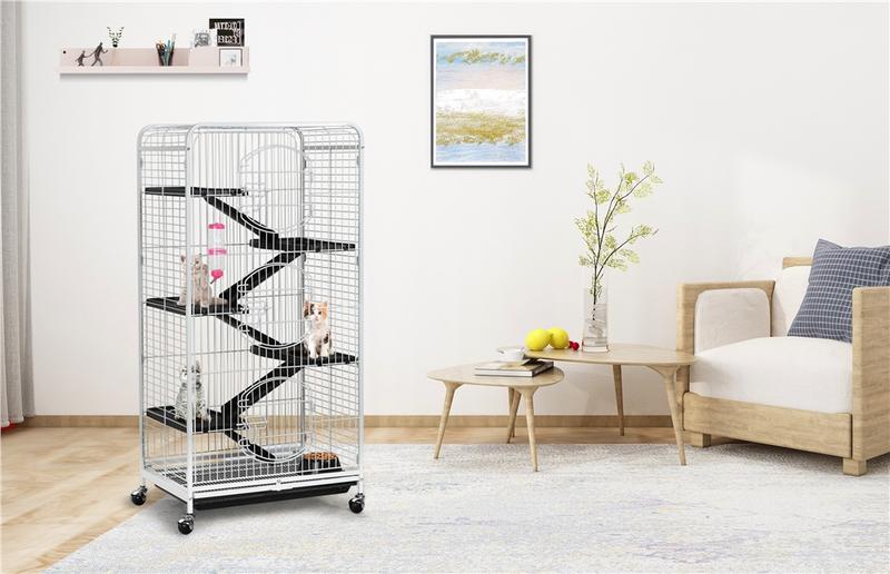 Yaheetech 52-inch Ferret Cage 6 Level Metal Rat Cage with 3 Front Doors/Feeder/Wheels Small Animal Cage for Ferret/Chinchilla/Bunny/Rabbit/Squirrel Yaheetech 52-inch Ferret Cage 6 Level Metal Rat Cage with 3 Front Doors/Feeder/Wheels Small Animal Cage for Ferret/Chinchilla/Bunny/Rabbit/Squirrel
