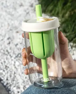 Glass Cup for Flower Tea Leak Proof with Filter Inside 620ml/21oz Clear Drinkware