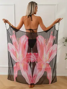 Curvvvy Swim 2026 Women’s 3pcs Bikini Set,  With Butterfly Print Cover-Up Cross-Back Wrap Vacation swimwear for women