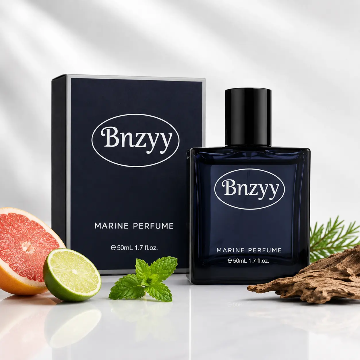 BNZYY Men's Marine Eau de Parfum, 50mL/1.7 fl oz Fresh Citrus-Woody Aromatic Cologne with Grapefruit, Mint, Cedarwood, Sandalwood, Fragrance Gift for Men