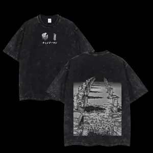 Retro Heavy Limited Chainsaw Man Anime Double Printed Washed Tee Unisex Anime Manga Washed Heavyweight T-shirt, Anime Lover Menswear Fabric Top